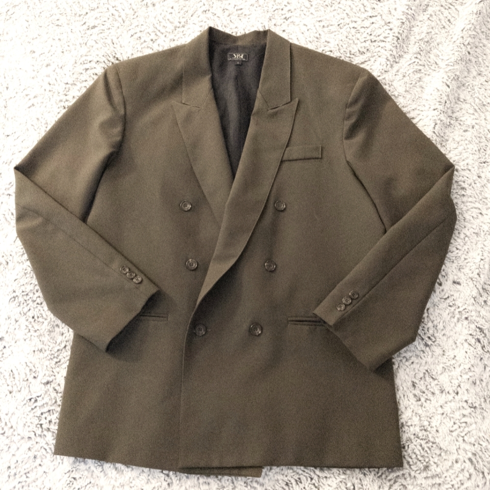 JB Trinity Green 3-Button Double-Breasted Sportcoat, size in description